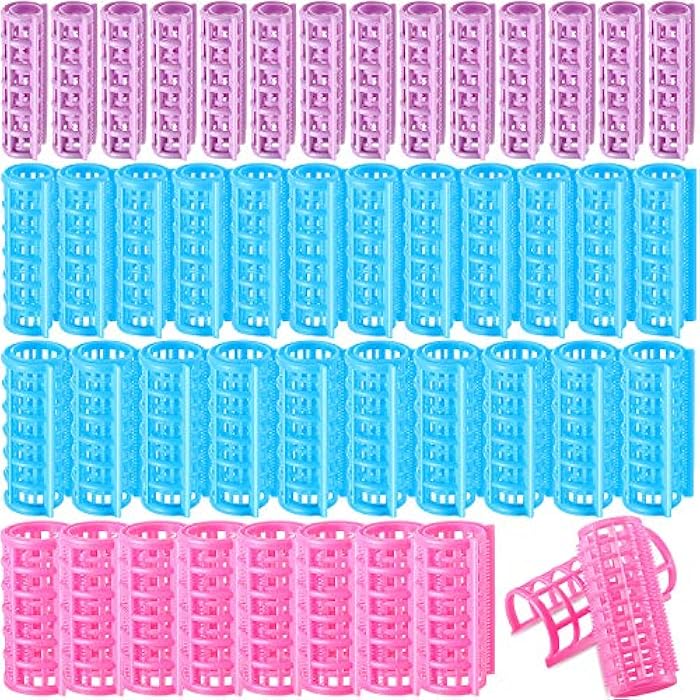 WILLBOND 44 Count Plastic Hair Rollers Self Grip Curlers Clip On Rollers No Heat Curlers for DIY Hairdressing, 4 Sizes - Image 1